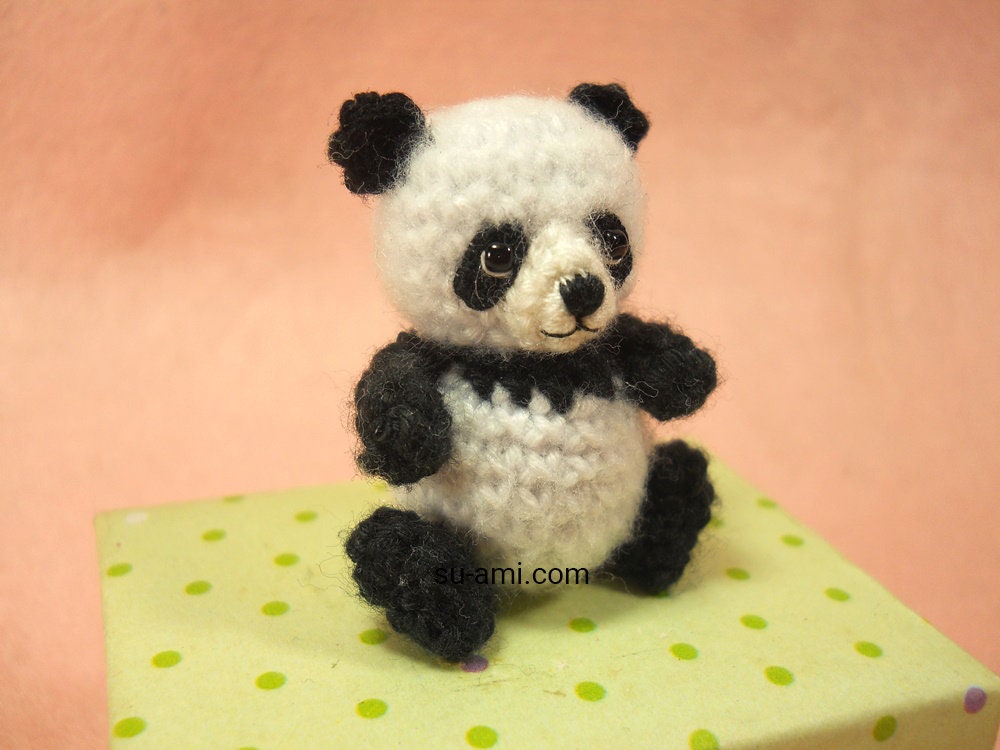 Panda Bear Amigurumi - Crochet Miniature Bear Stuffed Animals - Made To Order