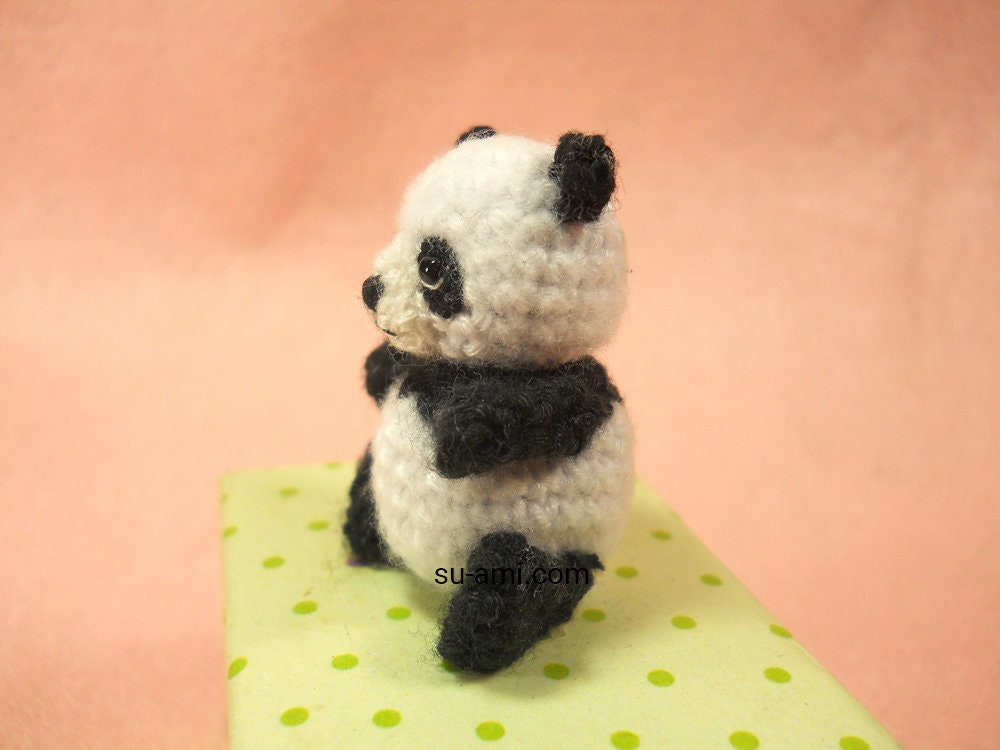 Panda Bear Amigurumi - Crochet Miniature Bear Stuffed Animals - Made To Order