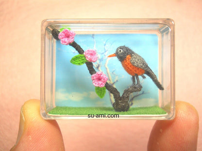 American Robin Bird - Micro Amigurumi Miniature Crochet Bird Stuffed Animal - Made To Order