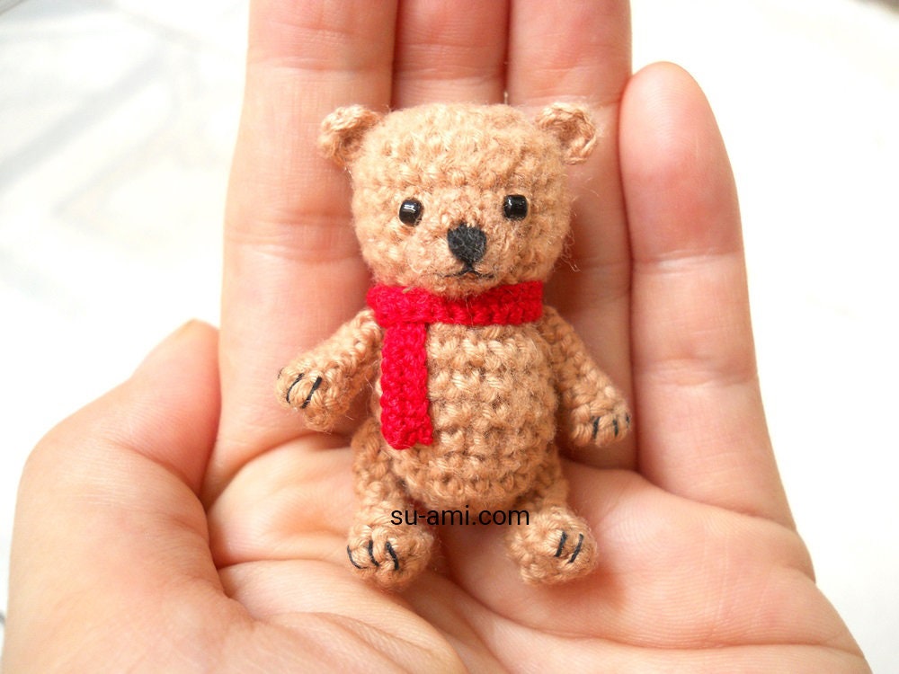 Mini Brown Bear 2 Inches - Crochet Miniature Crocheted Bear Stuffed Animals - Made To Order