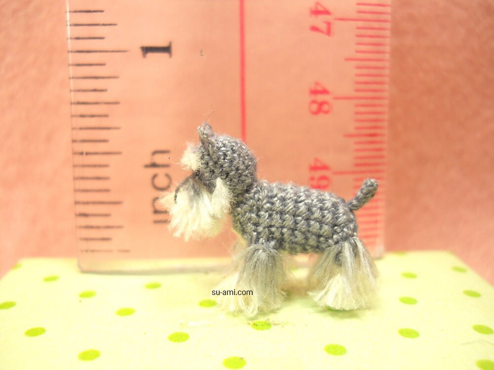 Miniature Schnauzer - Micro amigurumi Tiny Crochet Dog - Made To Order