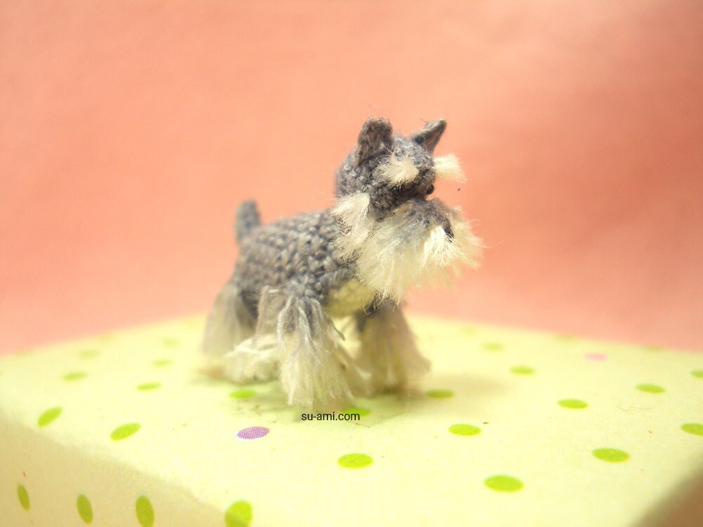 Miniature Schnauzer - Micro amigurumi Tiny Crochet Dog - Made To Order