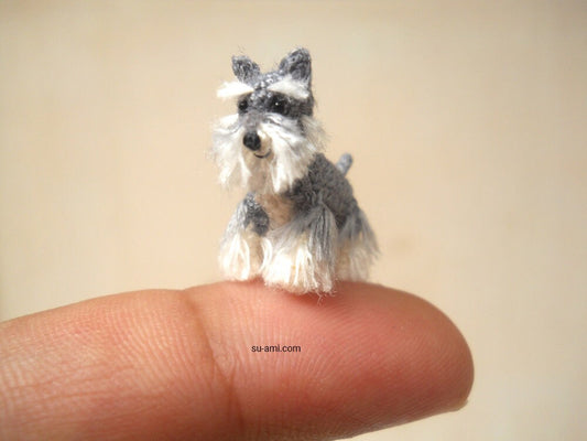 Miniature Schnauzer - Micro amigurumi Tiny Crochet Dog - Made To Order