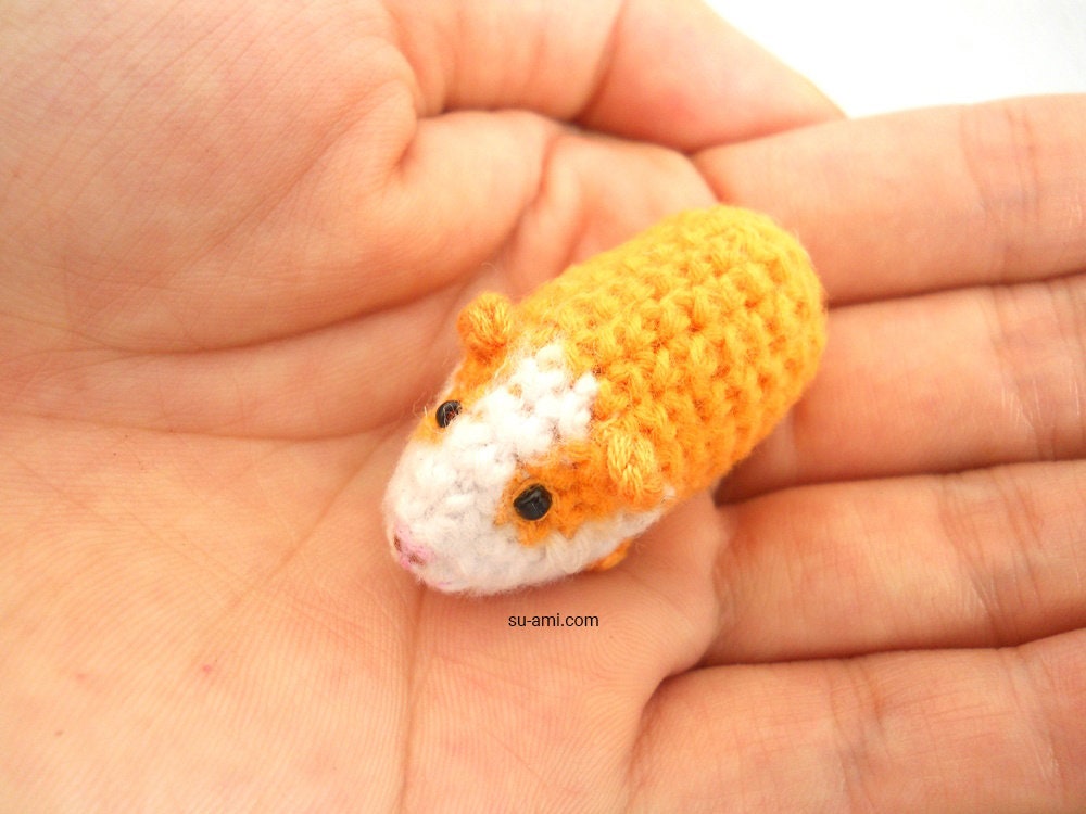 Miniature Guinea Pig - Tiny Crochet Dollhouse Tiny Stuffed Animal - Made To Order