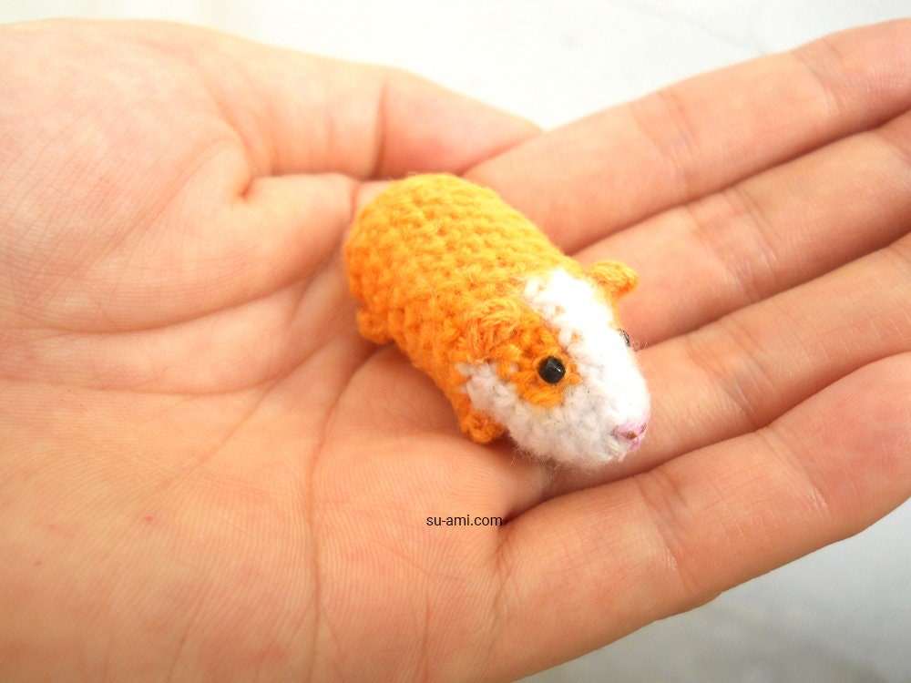 Miniature Guinea Pig - Tiny Crochet Dollhouse Tiny Stuffed Animal - Made To Order