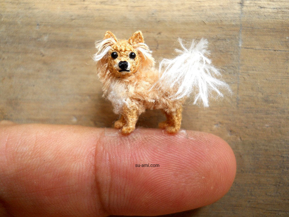 Long Hair Chihuahua Dog - Amigurumi Crochet Tiny Dog Stuff Animal - Made to Order