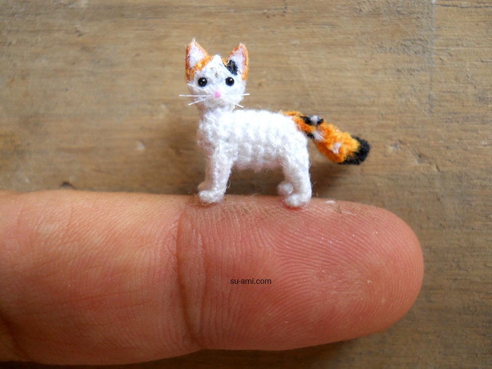Turkish Van Cat - Micro Crochet Cat Kitten, Amigurumi Cat Stuffed Animal - Made to Order
