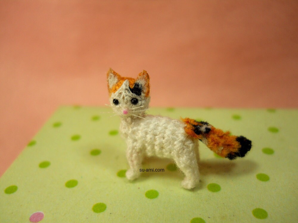 Turkish Van Cat - Micro Crochet Cat Kitten, Amigurumi Cat Stuffed Animal - Made to Order