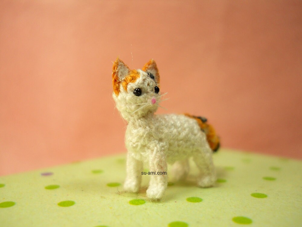 Turkish Van Cat - Micro Crochet Cat Kitten, Amigurumi Cat Stuffed Animal - Made to Order