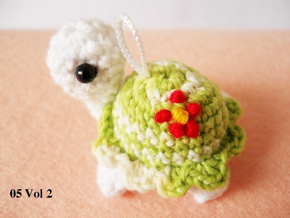 Cute Flowery Turtle Charm - Amigurumi Turtles - Made to order.