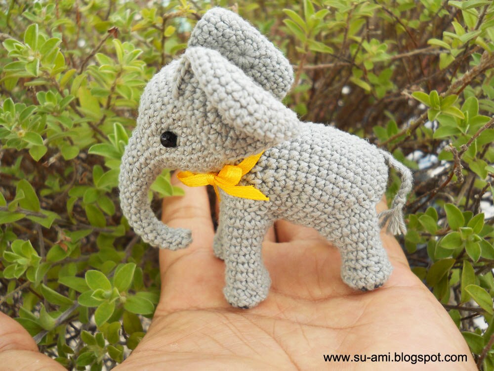Crochet Elephant Stuff Animal - Miniature Elephant Amigurumi - Made To Order