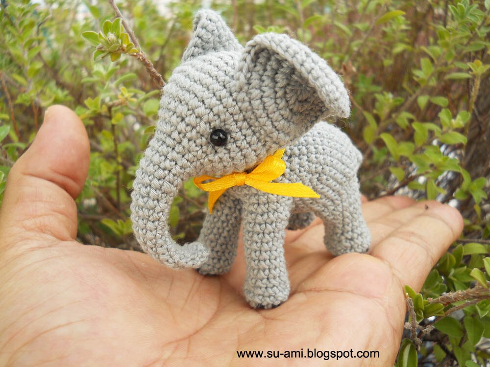 Crochet Elephant Stuff Animal - Miniature Elephant Amigurumi - Made To Order