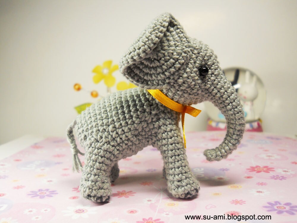 Crochet Elephant Stuff Animal - Miniature Elephant Amigurumi - Made To Order