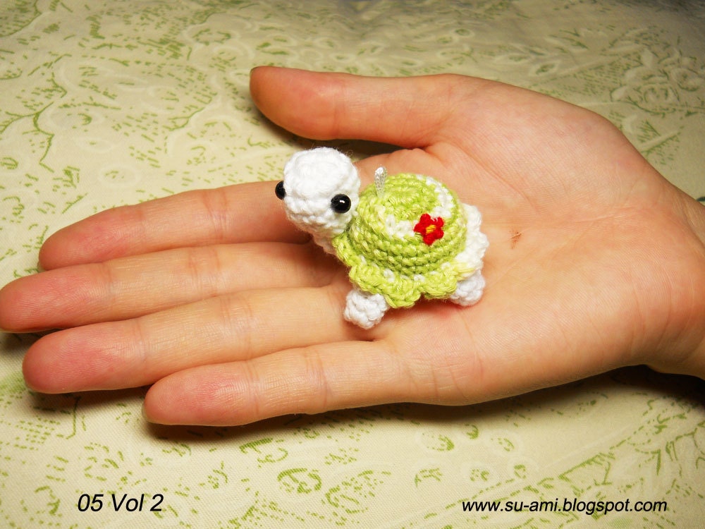 Cute Flowery Turtle Charm - Amigurumi Turtles - Made to order.