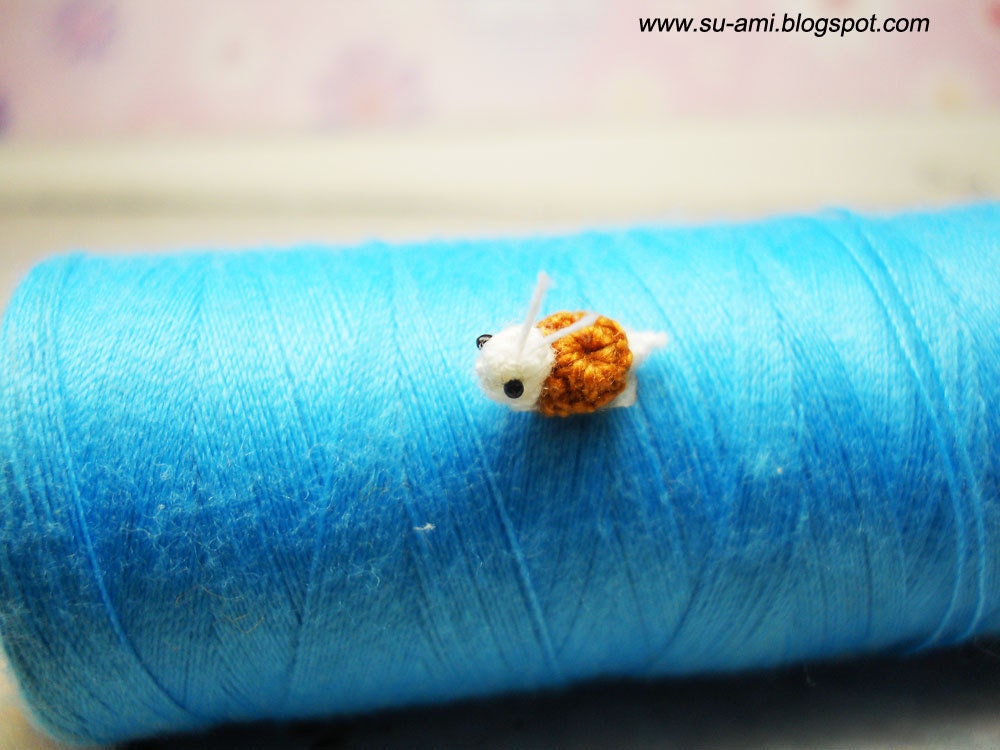 Extreme Micro Snail - Mini Tiny Dollhouse Miniature Insects - Single Thread Crochet Brown Snail - Made To Order