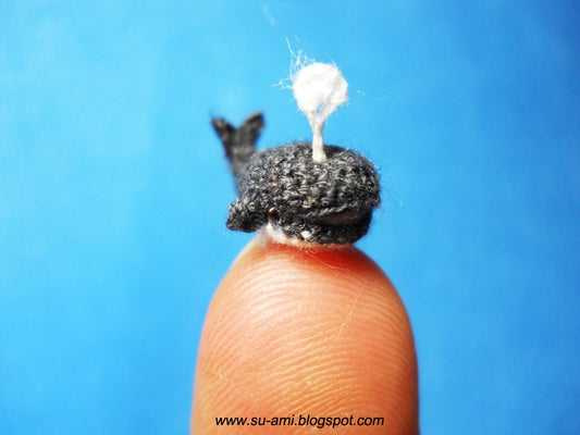 Micro Amigurumi Whale Dolphin -  Miniature Crochet Tiny Whale Plush Toy - Made to Order