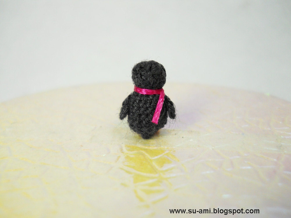 Teeny Tiny Penguin - Dollhouse Miniature Crocheted Bird Stuff Animal - Made To Order