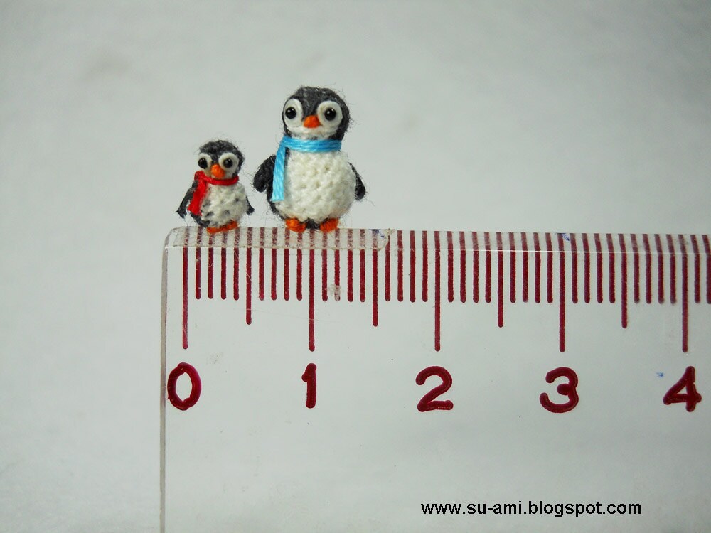 Micro Miniature Penguins - Mini Tiny Crochet Penguin Amigurumi - Set of Two Penguin Chicks - Made To Order