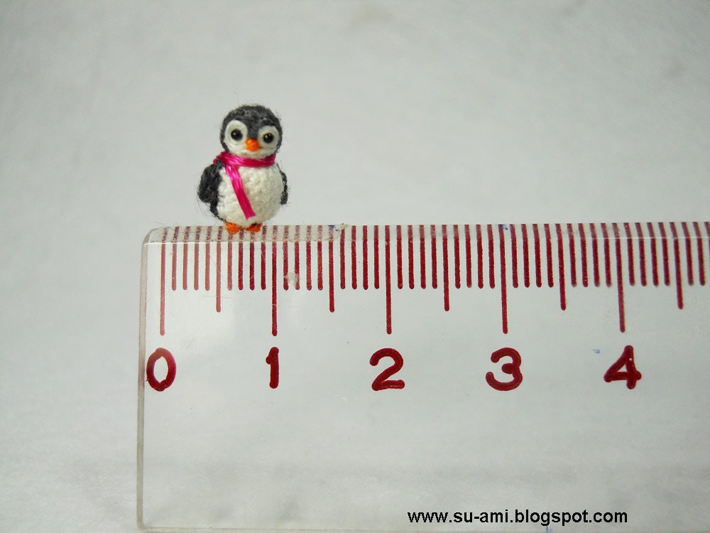 Teeny Tiny Penguin - Dollhouse Miniature Crocheted Bird Stuff Animal - Made To Order