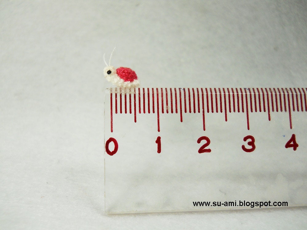 Extreme Tiny Snail - Micro Crocheted Miniature Pink Snail - Made To Order