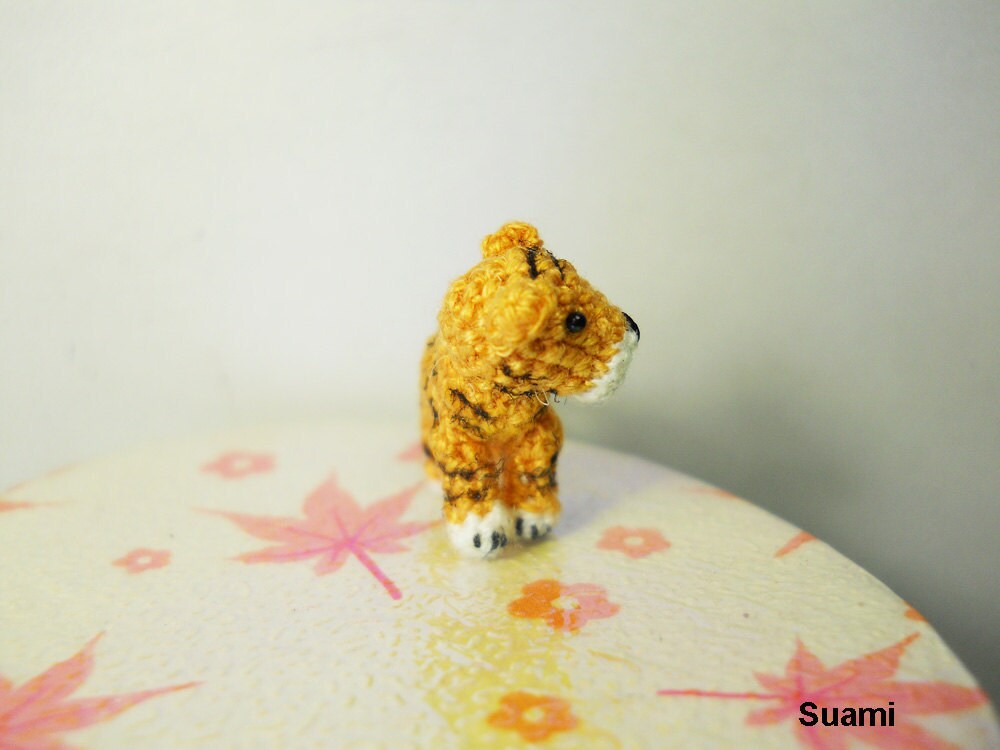 Miniature Tiger Stuffed Animal - Small Crochet Tiny Amigurumi Animal Doll Toy - Made To Order
