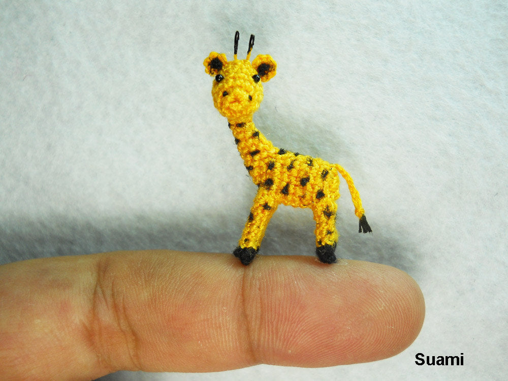 Cute Tiny Giraffe - Micro Crochet Miniature Animals - Standing Yellow Girrafe - Made To Order