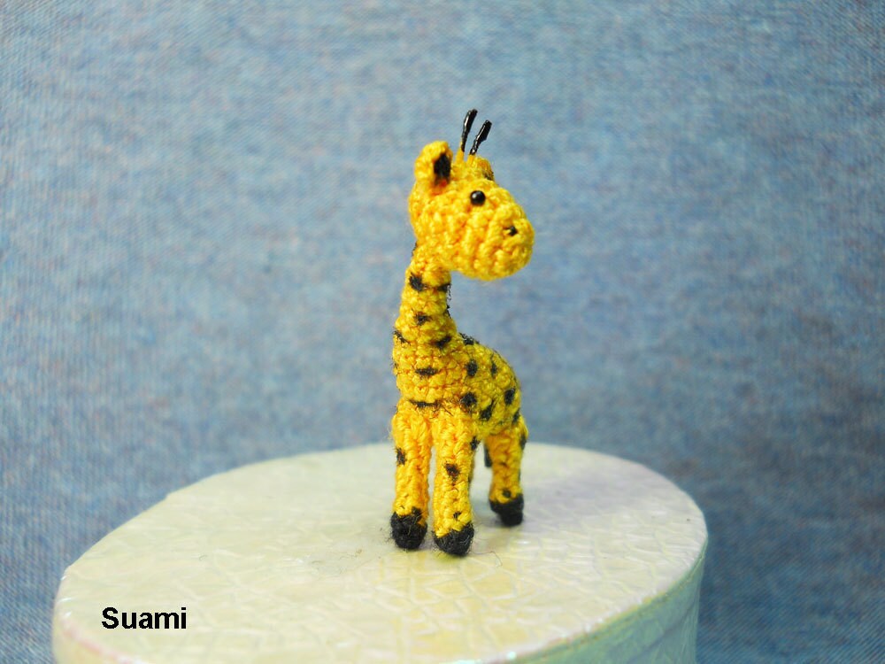 Cute Tiny Giraffe - Micro Crochet Miniature Animals - Standing Yellow Girrafe - Made To Order