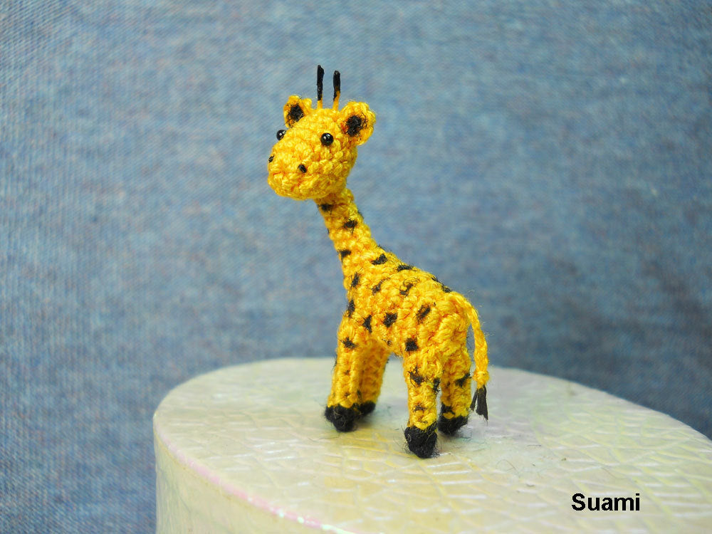 Cute Tiny Giraffe - Micro Crochet Miniature Animals - Standing Yellow Girrafe - Made To Order