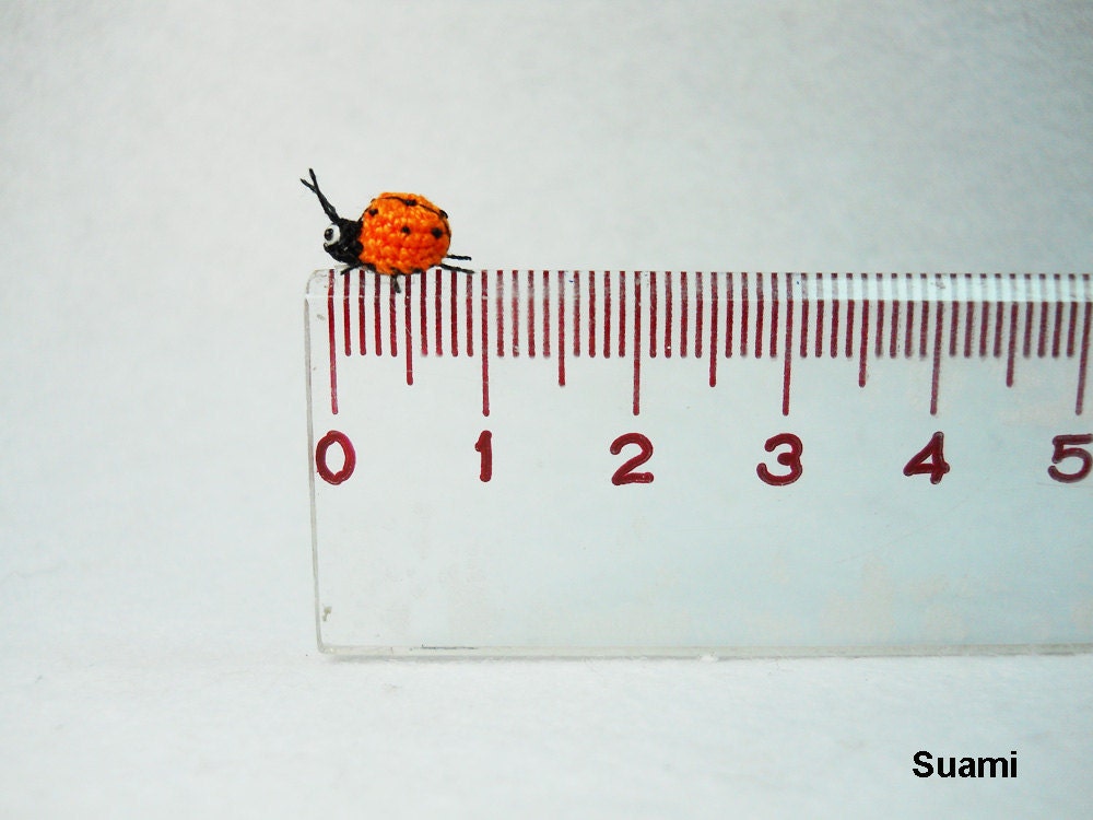 Orange Ladybug - Micro Amigurumi Crochet Miniature Ladybug - Made To Order