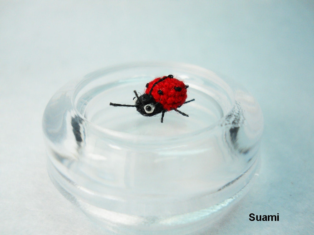 Red Ladybug - Micro Crochet Miniature Ladybug - Made To Order