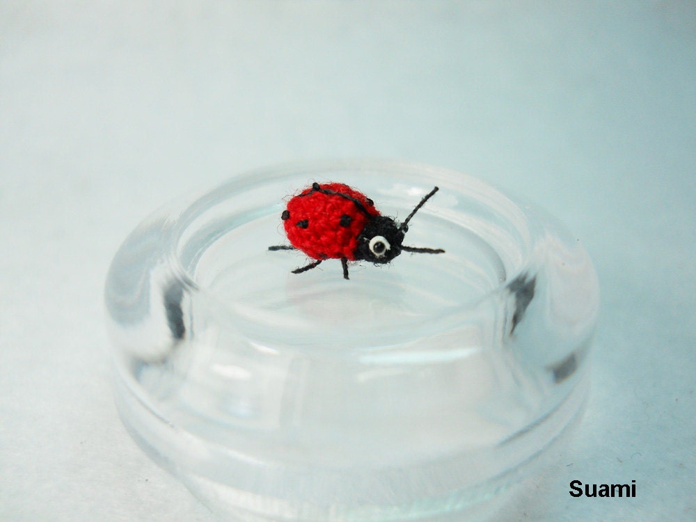 Red Ladybug - Micro Crochet Miniature Ladybug - Made To Order