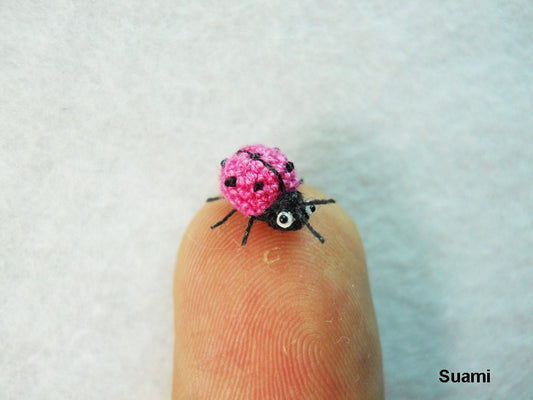 Pink Ladybug - Micro Crochet Miniature Ladybug - Made To Order