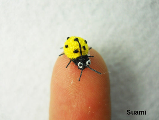 Yellow Ladybug - Micro Crochet Miniature Ladybug - Made To Order