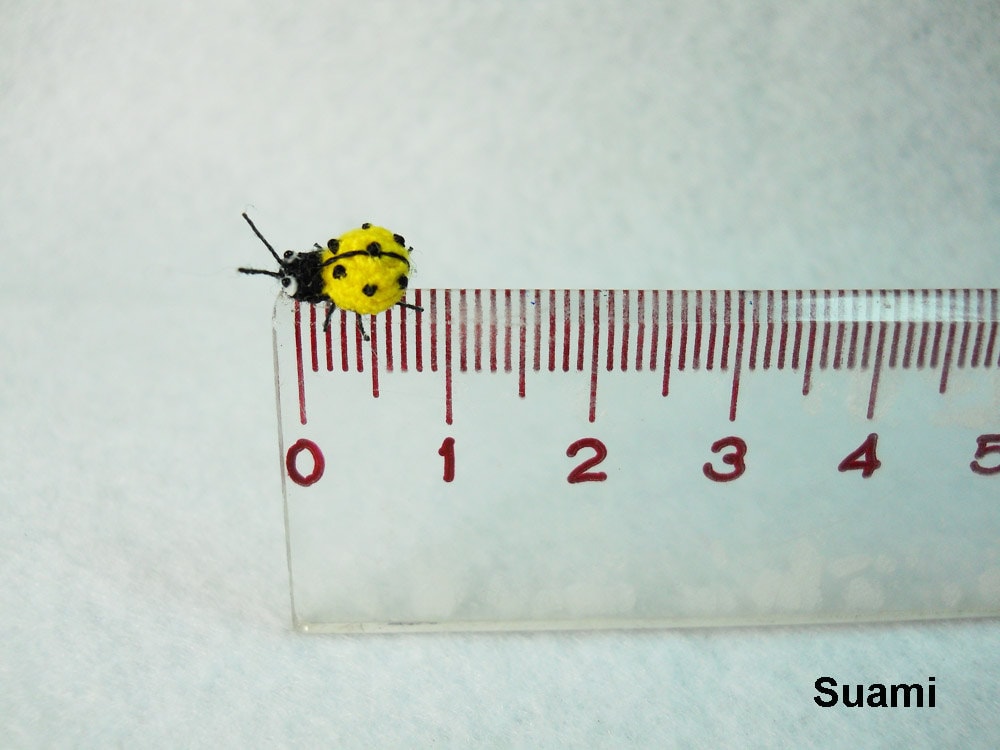 Yellow Ladybug - Micro Crochet Miniature Ladybug - Made To Order