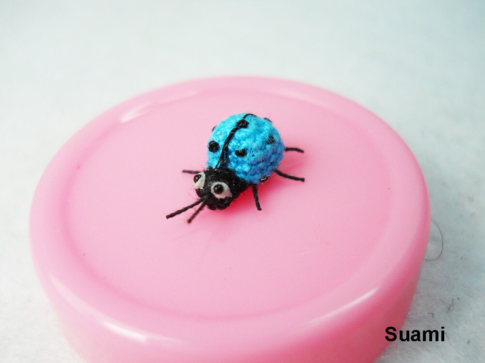 Blue Ladybug - Micro Crochet Miniature Ladybug
