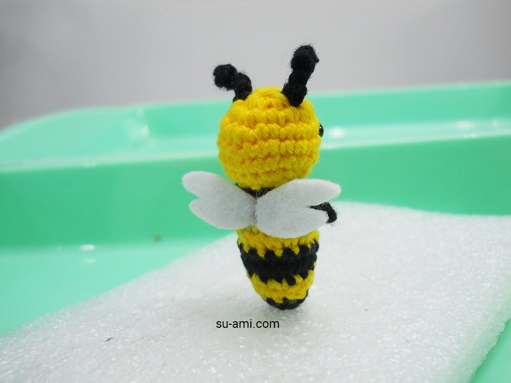Mini Bee Amigurumi Charm - Crochet Bumble Bee Plush - Made to order.