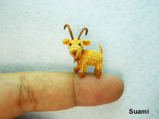 Miniature Fawn Goat - Teeny Tiny Crocheted Goats - Made To Order