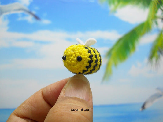 Cute Mini Bee Charm - Amigurumi Bumble Bee Plush - Made to order.