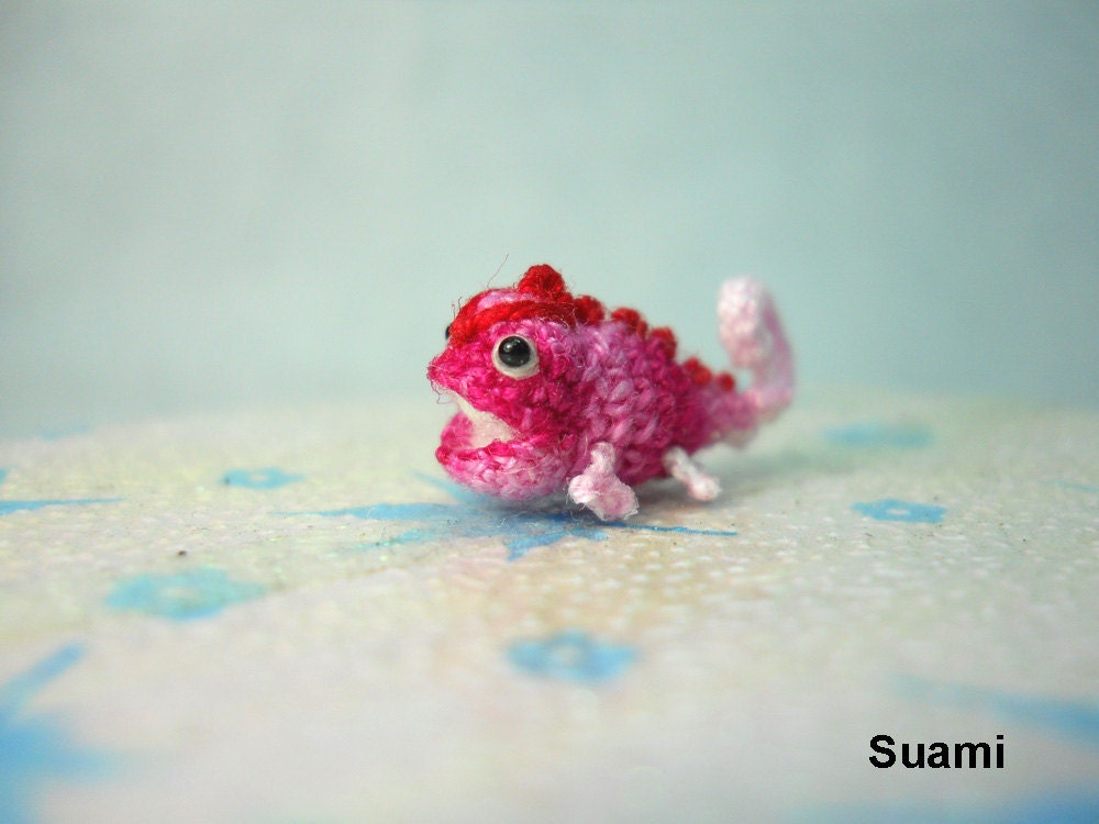 Tiny Pink Chameleon - Dollhouse Miniature Chamaeleons - Made To Order