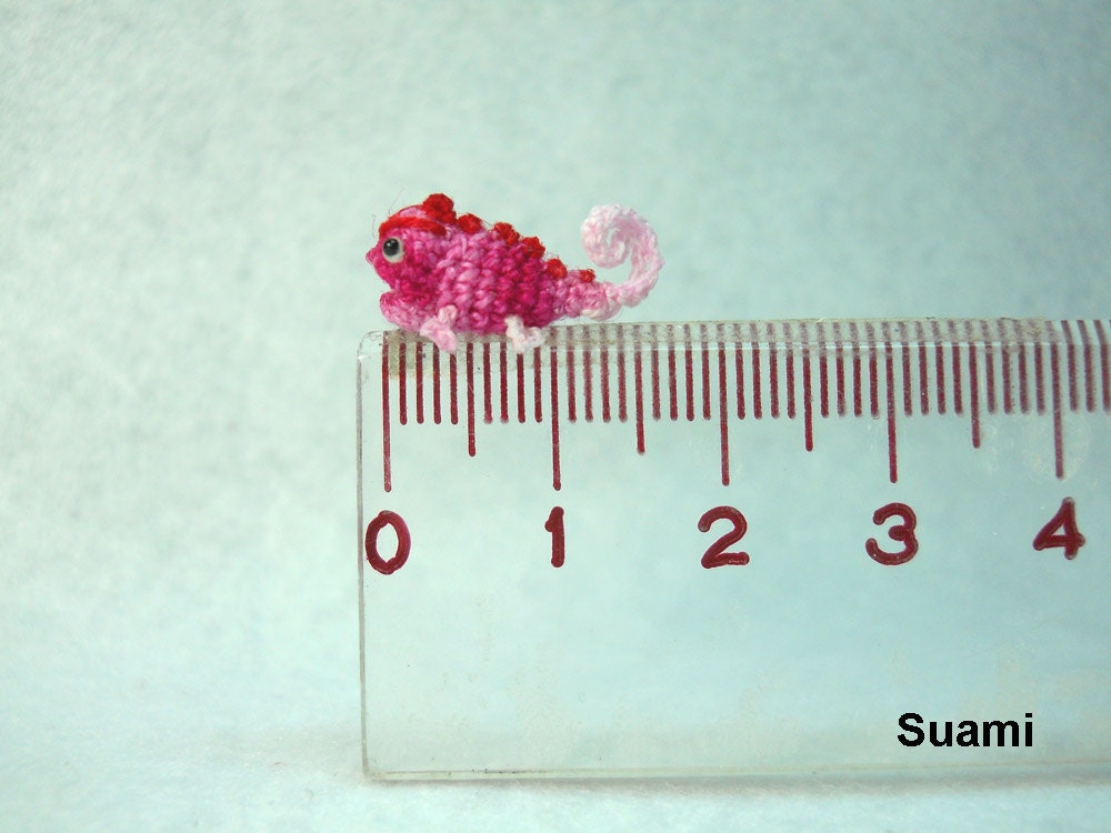 Tiny Pink Chameleon - Dollhouse Miniature Chamaeleons - Made To Order
