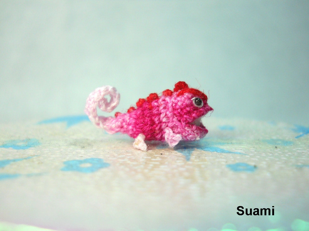 Tiny Pink Chameleon - Dollhouse Miniature Chamaeleons - Made To Order