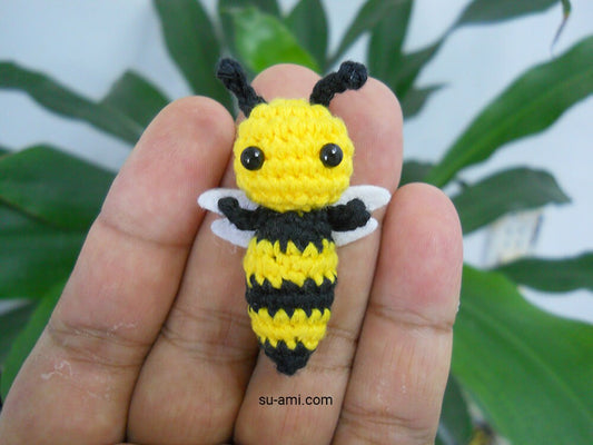 Mini Bee Amigurumi Charm - Crochet Bumble Bee Plush - Made to order.