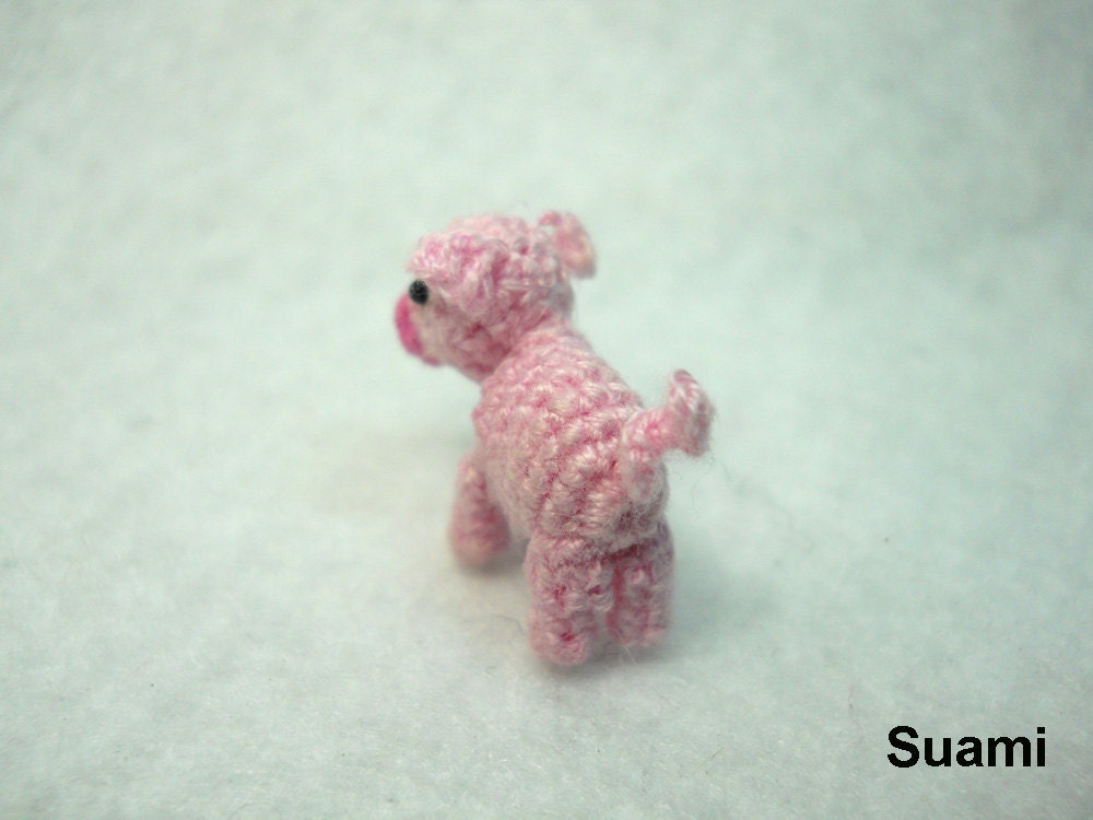Miniature Crochet Pink Piglet - Mini Tiny Crochet Pig Amigurumi - Made To Order