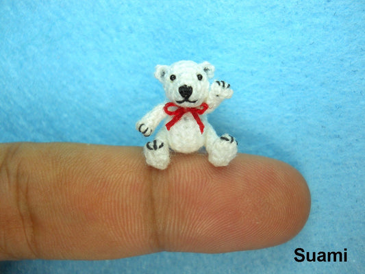 Micro Polar Bear Stuff Animal - Miniature Thread Crochet Bear Amigurumi - Made To Order