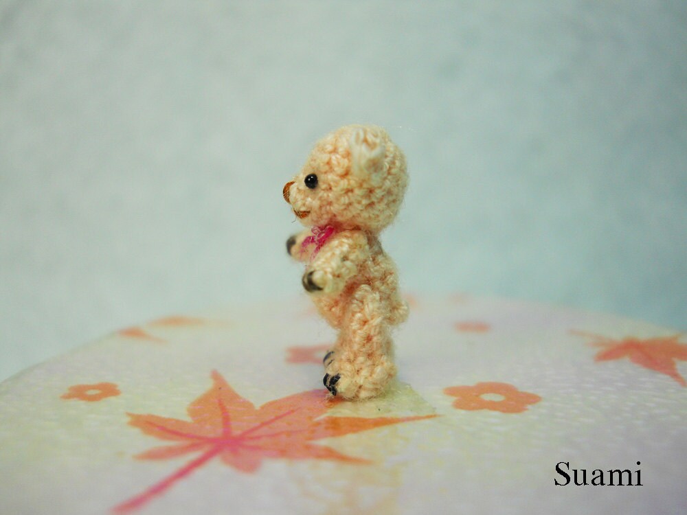 1/2 Inch Micro Miniature Bear - Extreme Tiny Thread Crochet Mohair Teddy Bear Stuff Animal - Made To Order