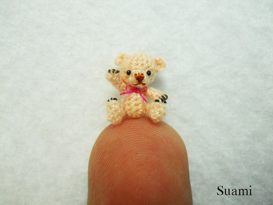 1/2 Inch Micro Miniature Bear - Extreme Tiny Thread Crochet Mohair Teddy Bear Stuff Animal  - Made To Order