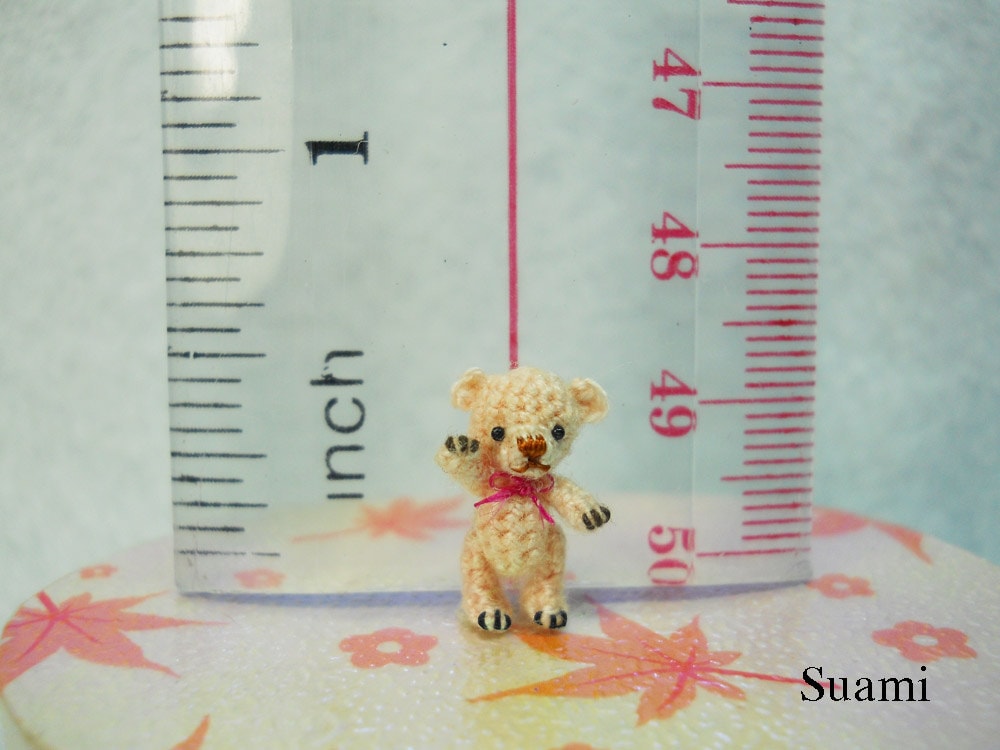 1/2 Inch Micro Miniature Bear - Extreme Tiny Thread Crochet Mohair Teddy Bear Stuff Animal - Made To Order