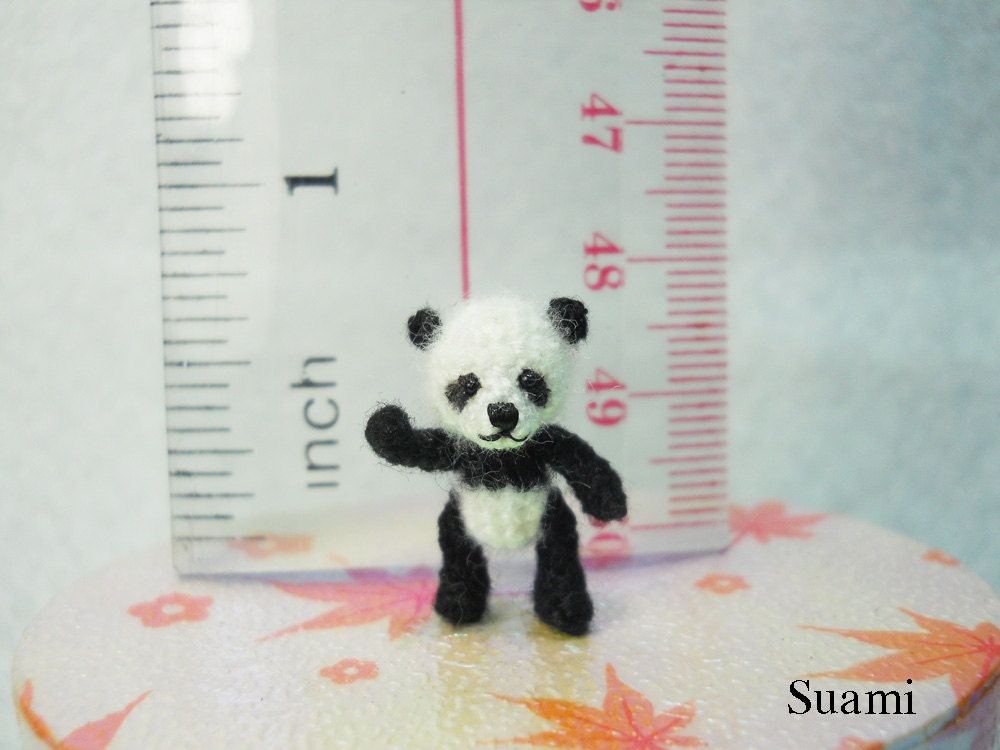 Miniature Panda Bear - Micro Crochet Mohair Panda 0.8 Inch - Made To Order