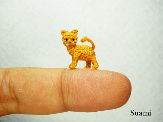 Tiny Crochet Kitty Cat - Micro Amigurumi Miniature Kitten Toy Stuffed Animal - Made to Order