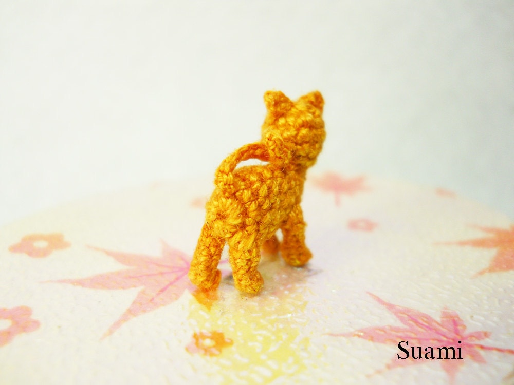 Tiny Crochet Kitty Cat - Micro Amigurumi Miniature Kitten Toy Stuffed Animal - Made to Order